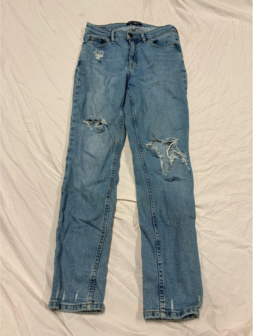 Calvin Klein Jeans Womens Size 27 High Rise Slim Leg Ankle Cut Off Blue Denim